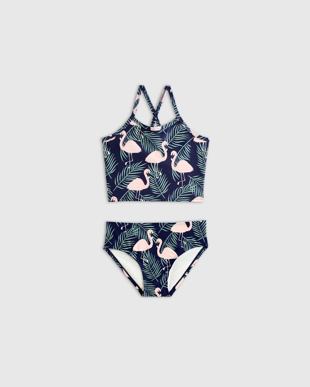 NWT Quince UPF 50+ Tankini Swimsuit Flamingo Palms Size 6
